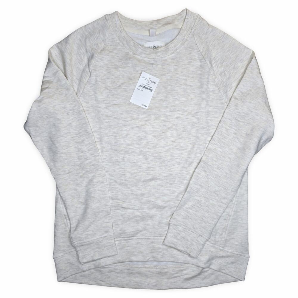 Lou & Grey Women’s XXS Signature Soft Plush Cozy Sweatshirt Ivory Gray NWT